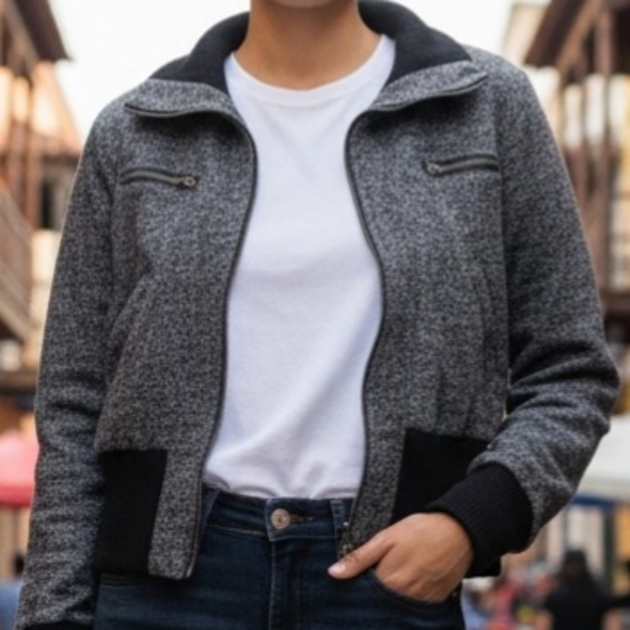 Ambiance Jackets & Blazers - Ambiance Jacket Gray Black Women's Large Cotton Blend Full Zip 4 Pockets